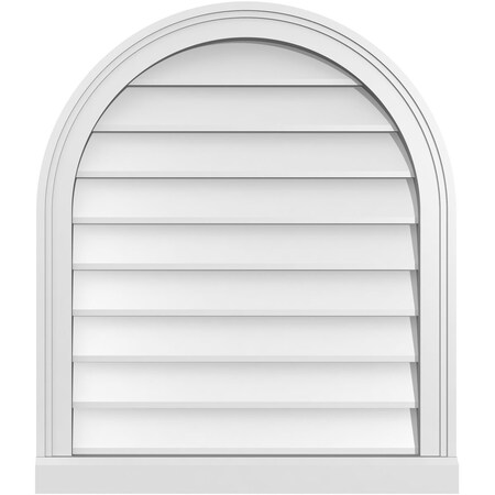 Round Top Surface Mount PVC Gable Vent W/ 2W X 2P Brickmould Sill Frame, 24W X 28H